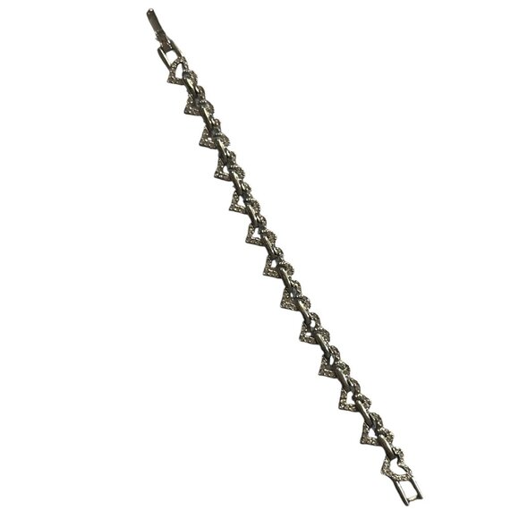 Bracelet Hearts with Chain Link Faux Diamonds Clasp to do Up Silver-Color - Picture 5 of 7